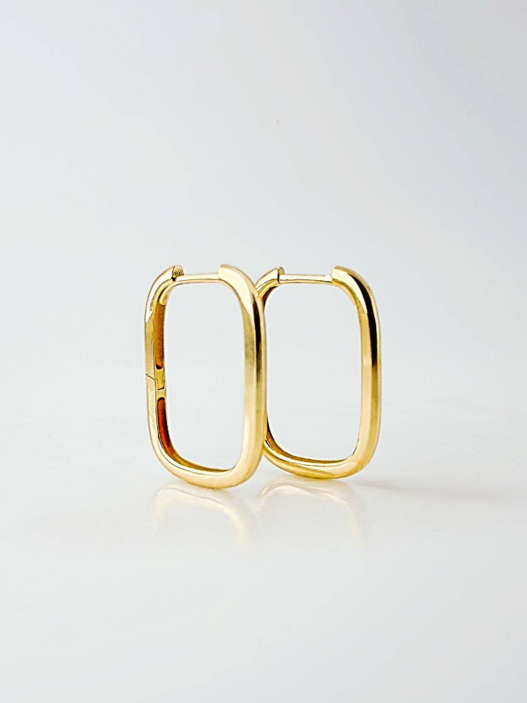 18K Solid Gold Hoop Earrings 14mm Minimalist Real Gold Gift Her1