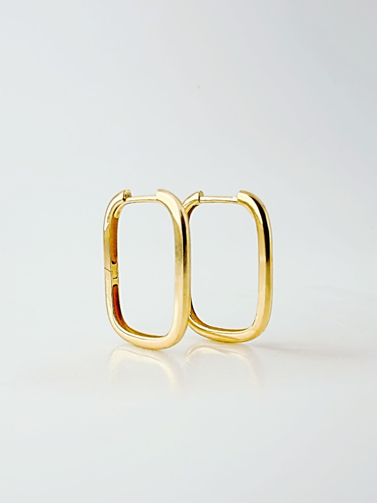 18K Solid Gold Hoop Earrings 14mm Minimalist Real Gold Gift Her1