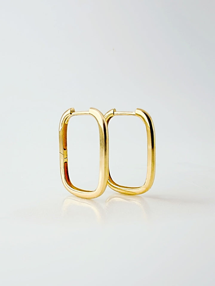 18K Solid Gold Hoop Earrings 14mm Minimalist Real Gold Gift Her1