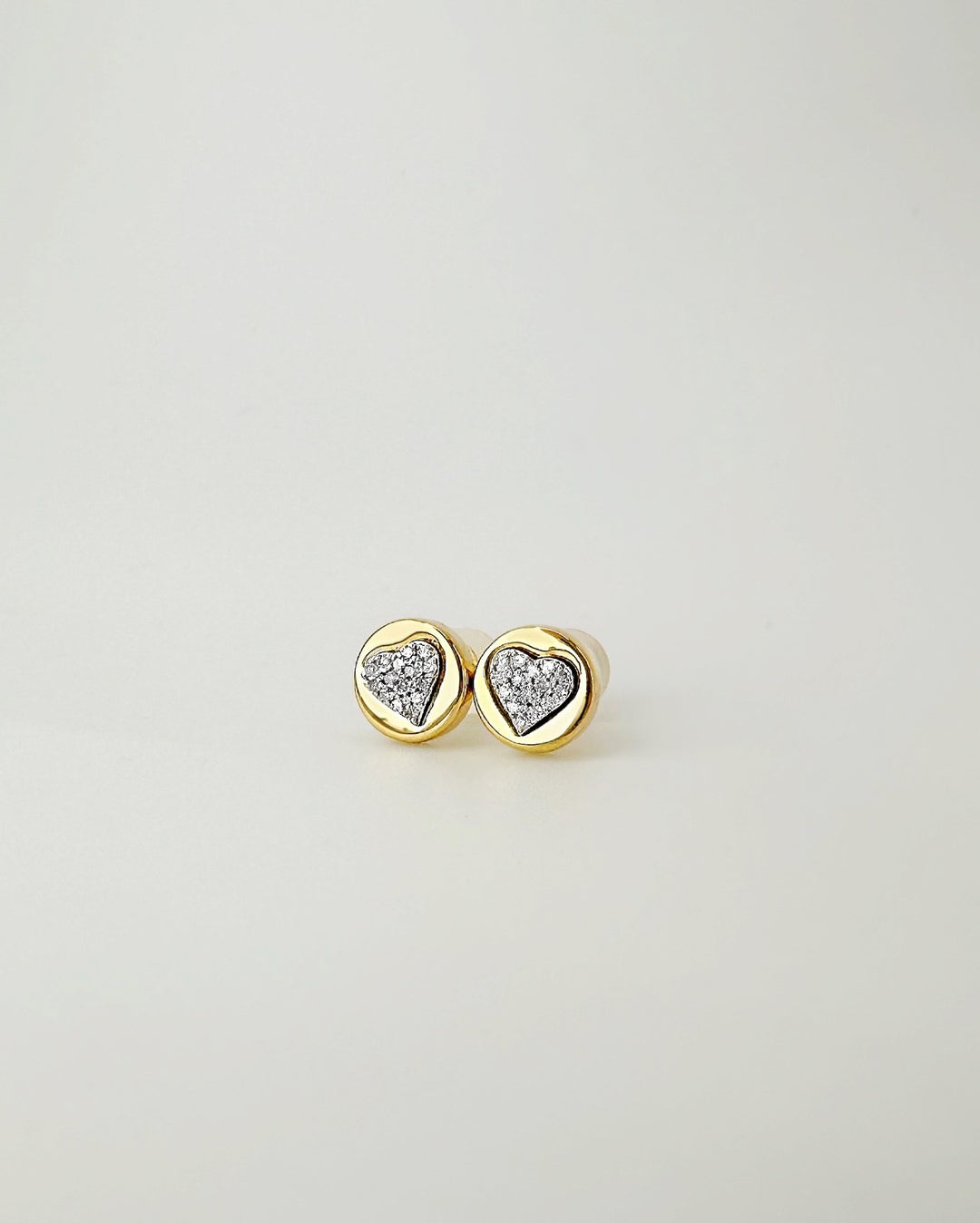 18K Solid Gold Diamond Heart Stud Earrings Dainty Real Gold Gift2