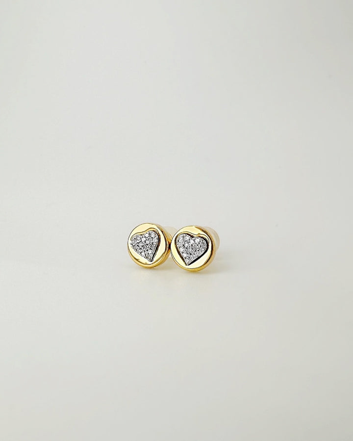 18K Solid Gold Diamond Heart Stud Earrings Dainty Real Gold Gift2