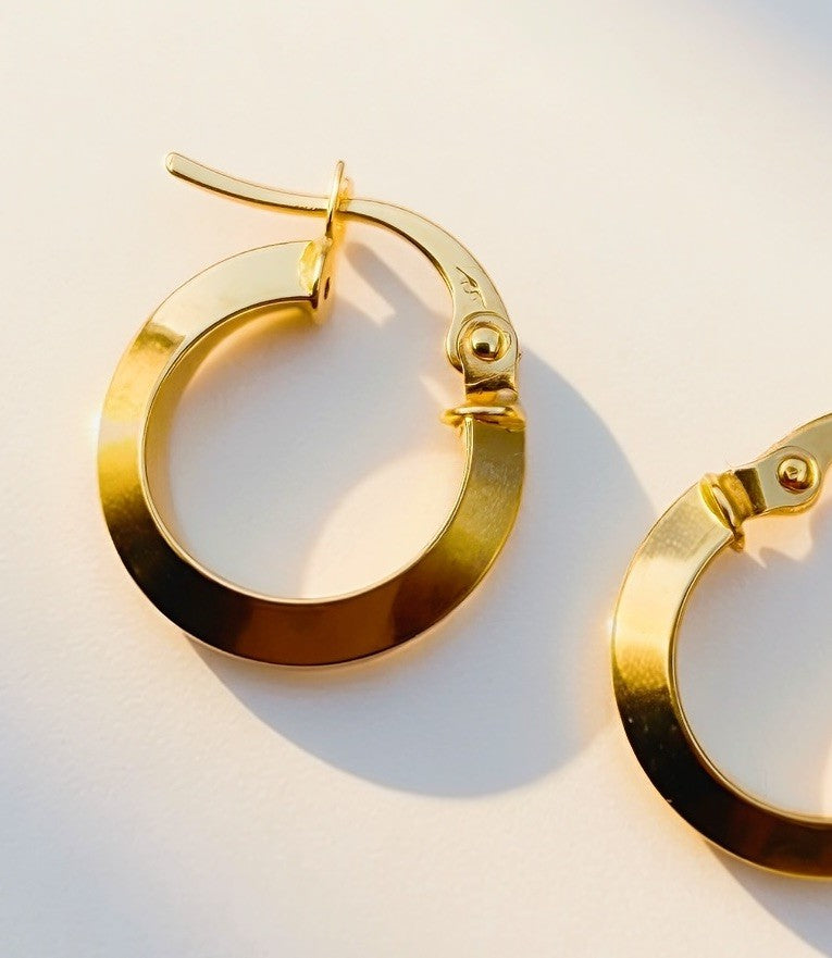 18K Solid Gold Hoop Earrings Huggies Hoops 13.9mm MinimalistJewelry1