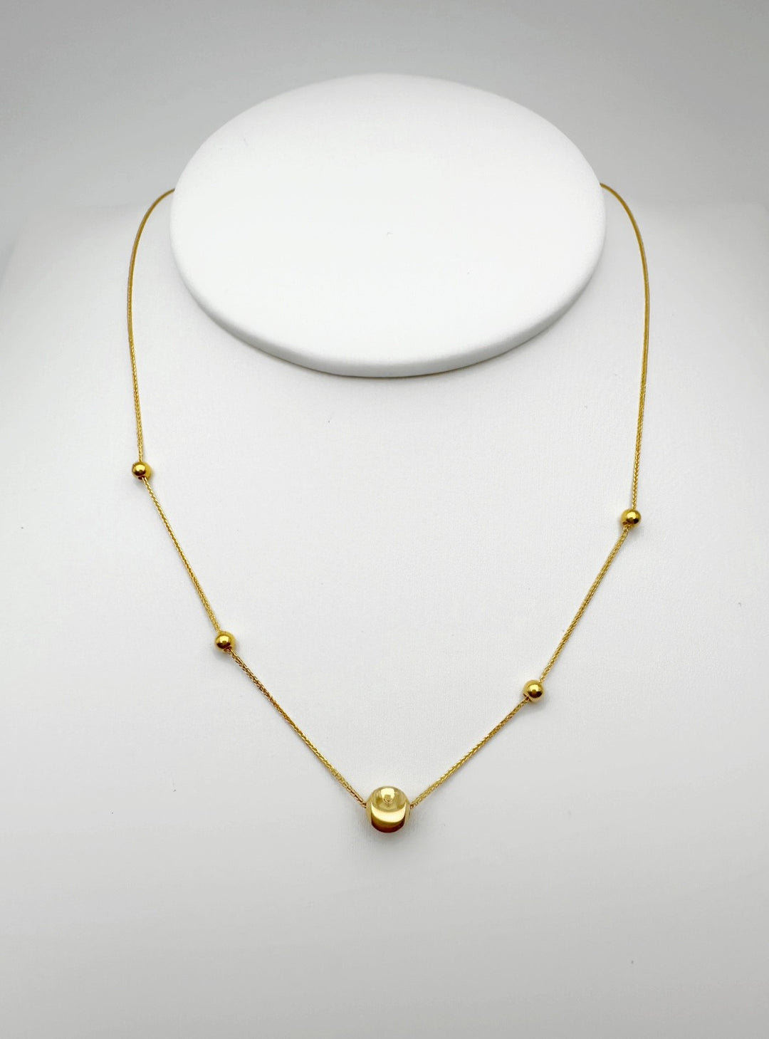 18K Real Gold Ball Bead Station Necklace  Dainty thin Minimalist Necklace1