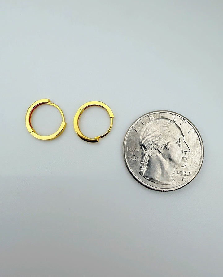 18K Solid Gold Hoop Earrings Huggies Hoops 12mm Minimalist Everyday Gold Jewelry5