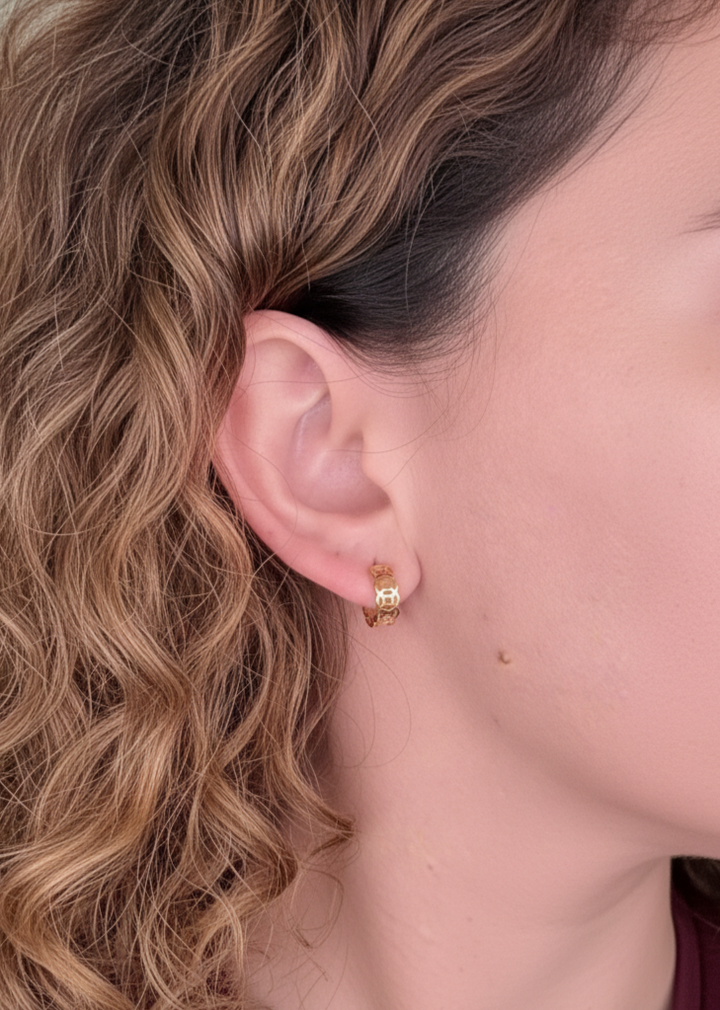 18K Solid Gold Huggies 12.9mm Money Catcher Hoop Earrings2