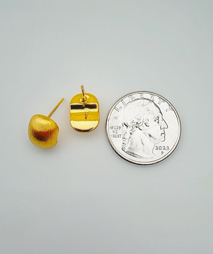 18K Real Gold Cushion Earrings  Lightweight Statement Studs6