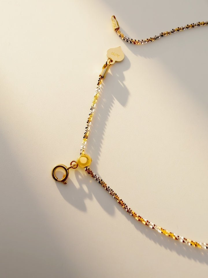 18K Solid Gold Tri Color Bracelet Adjustable Dainty Chain Italy Style Gift Women3