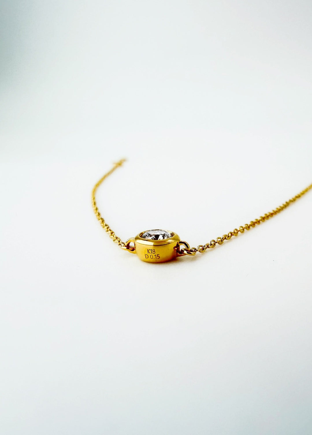 18K Solid Gold Solitaire Bezel Diamond Bracelet Dainty Chain Minimalist Gift3