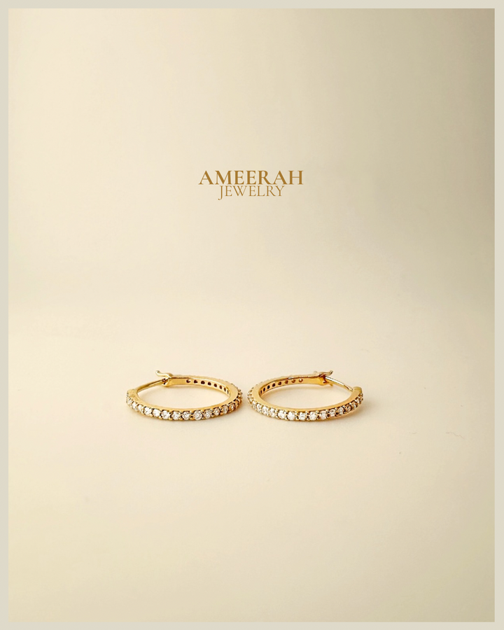 18K Solid Gold Diamond Hoop Earrings 15mm  VS Natural Yellow Gold0
