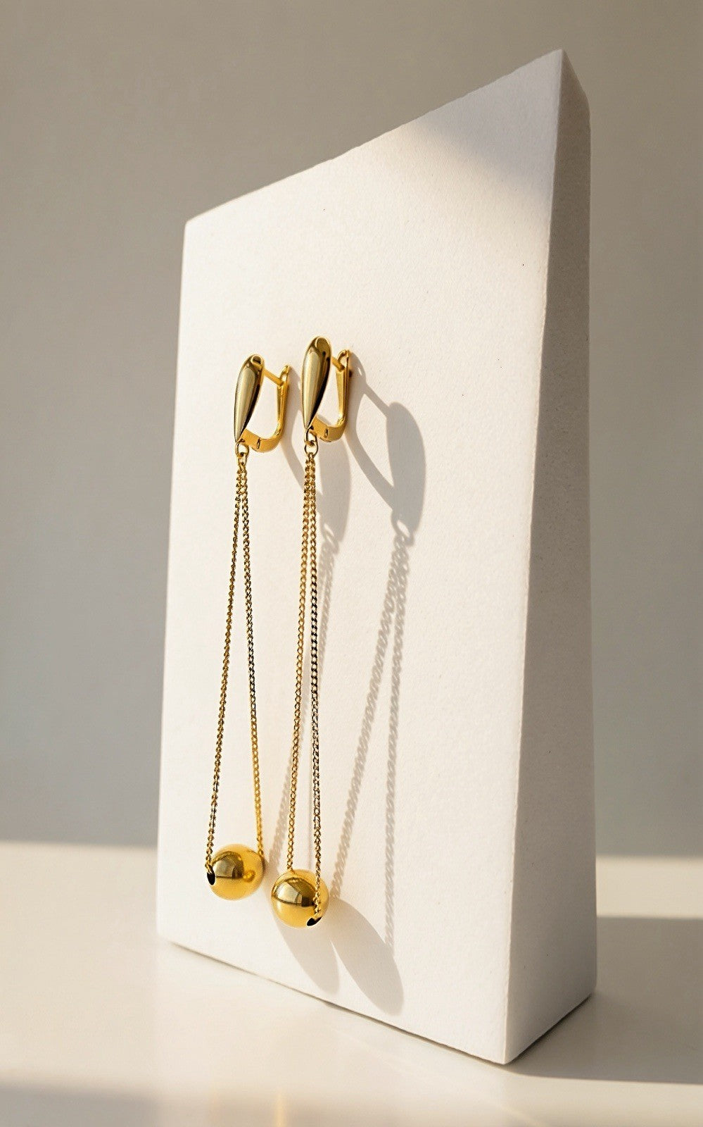 18K Real Gold Drop Earrings Teardrop Dangle 2.75 Real Gold Minimalist3