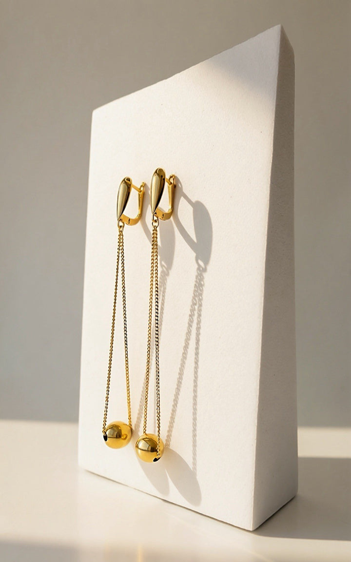 18K Real Gold Drop Earrings Teardrop Dangle 2.75 Real Gold Minimalist3
