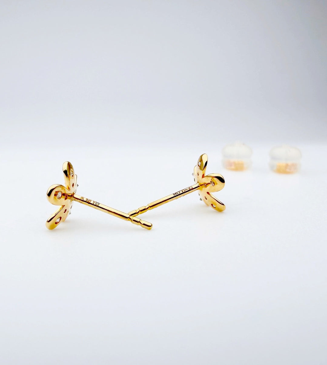 18K Real Gold Flower Diamond Cluster Stud Earrings for Women Natural Diamonds6