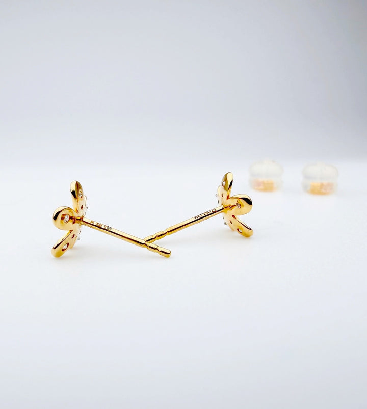 18K Real Gold Flower Diamond Cluster Stud Earrings for Women Natural Diamonds6