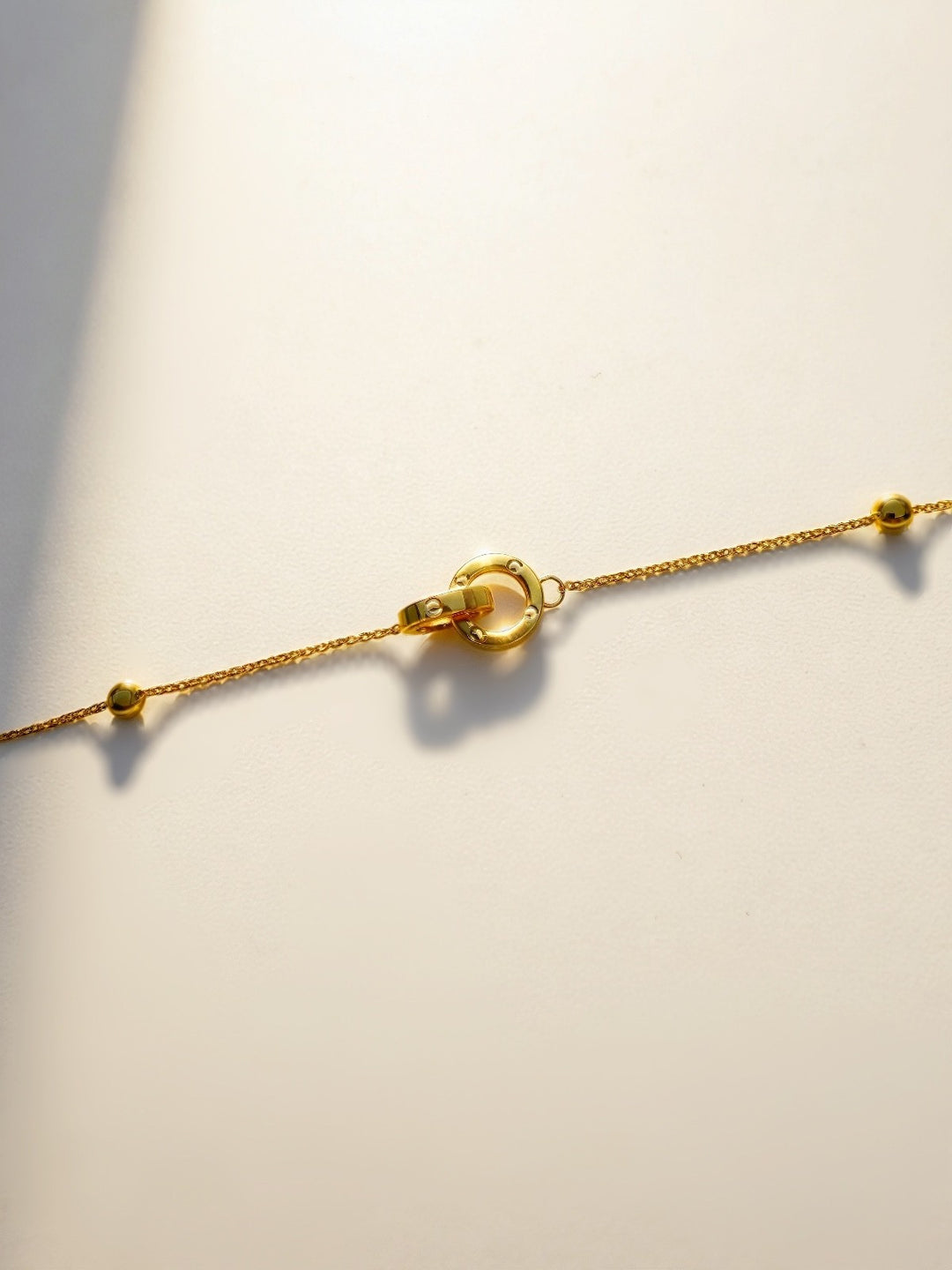18K Solid Gold Interlocking Circles Bracelet - Dainty Thin Stacking Jewelry5