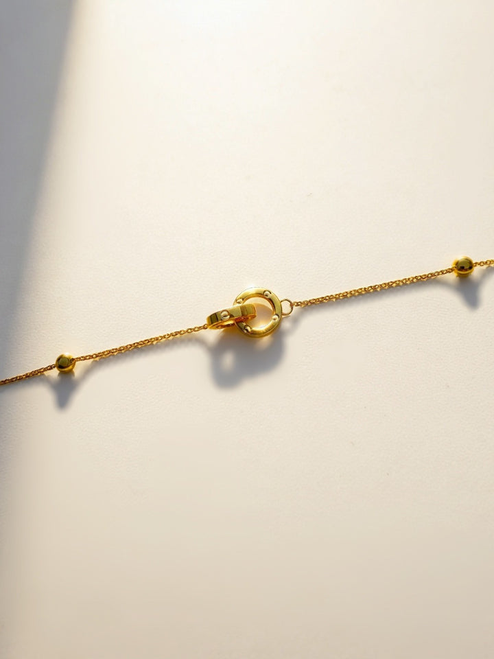18K Solid Gold Interlocking Circles Bracelet - Dainty Thin Stacking Jewelry5