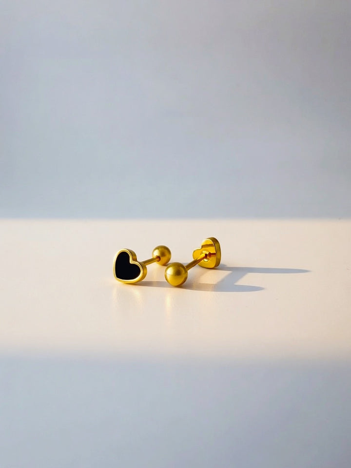 18K Solid Gold Heart Mini Stud Earrings 5mm Screw Back Real Gold 0.84g7