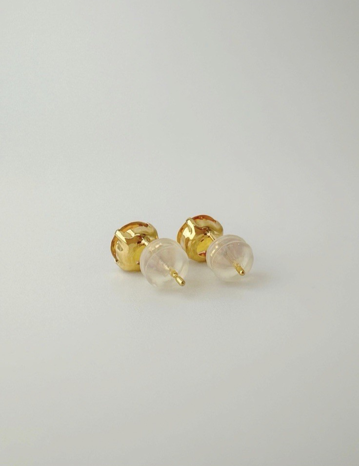 18K Solid Gold Citrine Stud Earrings: November Birthstone6