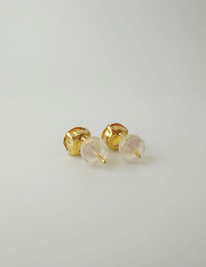 18K Solid Gold Citrine Stud Earrings: November Birthstone6