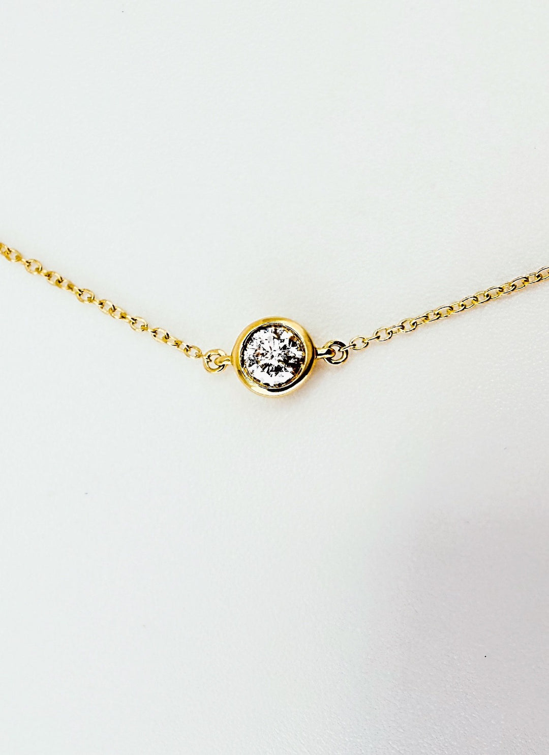 18K Solid Gold Solitaire Bezel Diamond Bracelet Dainty Chain Minimalist Gift5