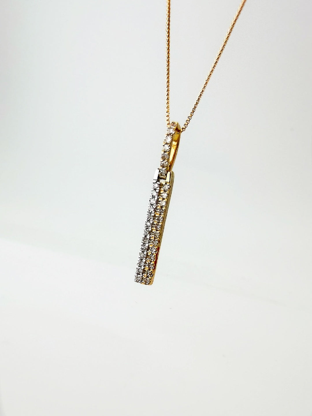 18K Solid Gold Double Bar Pendant Two Tone 0.10ct VS Natural Diamond Necklace3