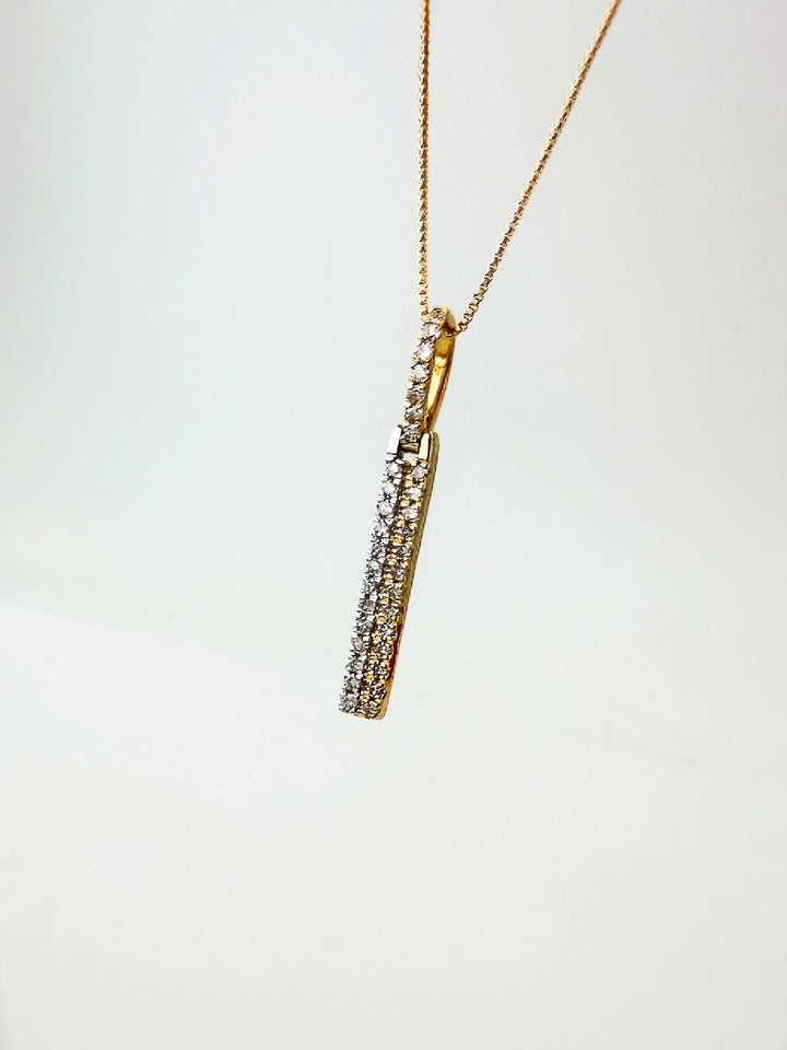 18K Solid Gold Double Bar Pendant Two Tone 0.10ct VS Natural Diamond Necklace3