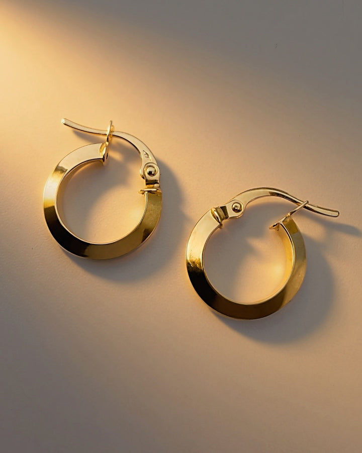18K Solid Gold Hoop Earrings Huggies Hoops 13.9mm MinimalistJewelry2