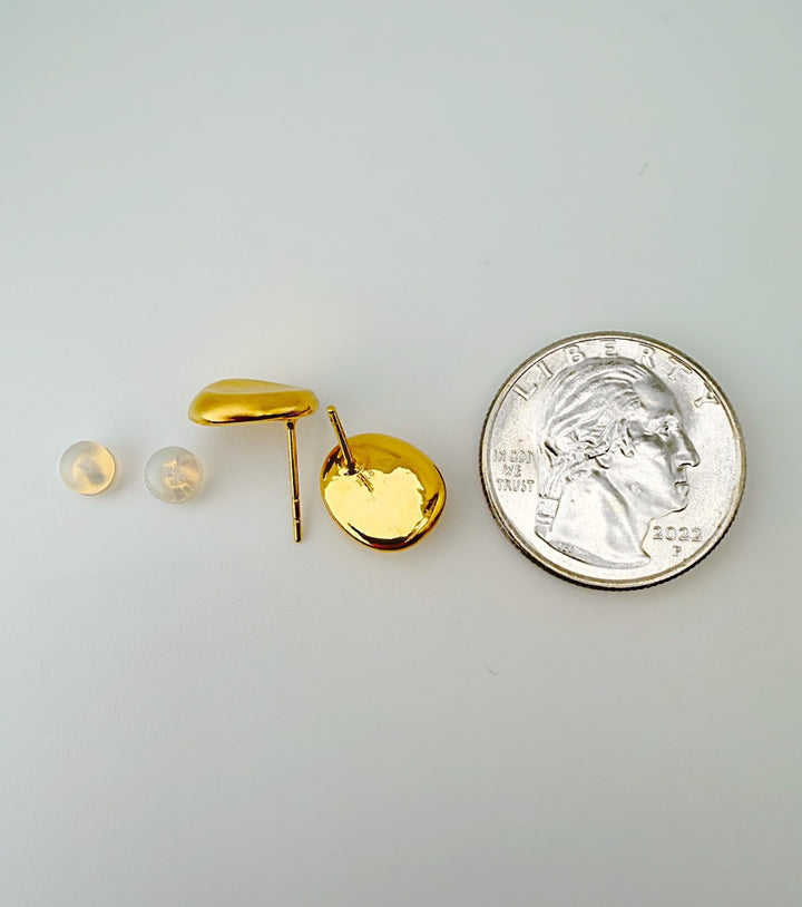 18K Gold Electroform Round Earrings Lightweight Japan Statement Hoops Gift6