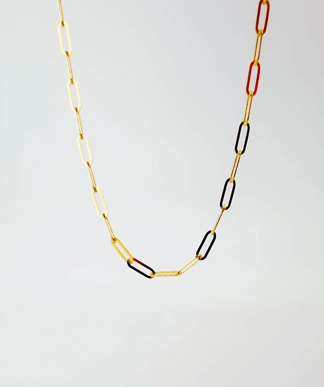 18K Real Gold Paperclip Necklace3
