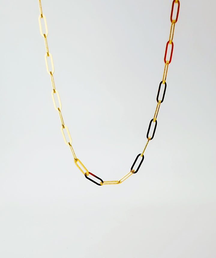 18K Real Gold Paperclip Necklace3