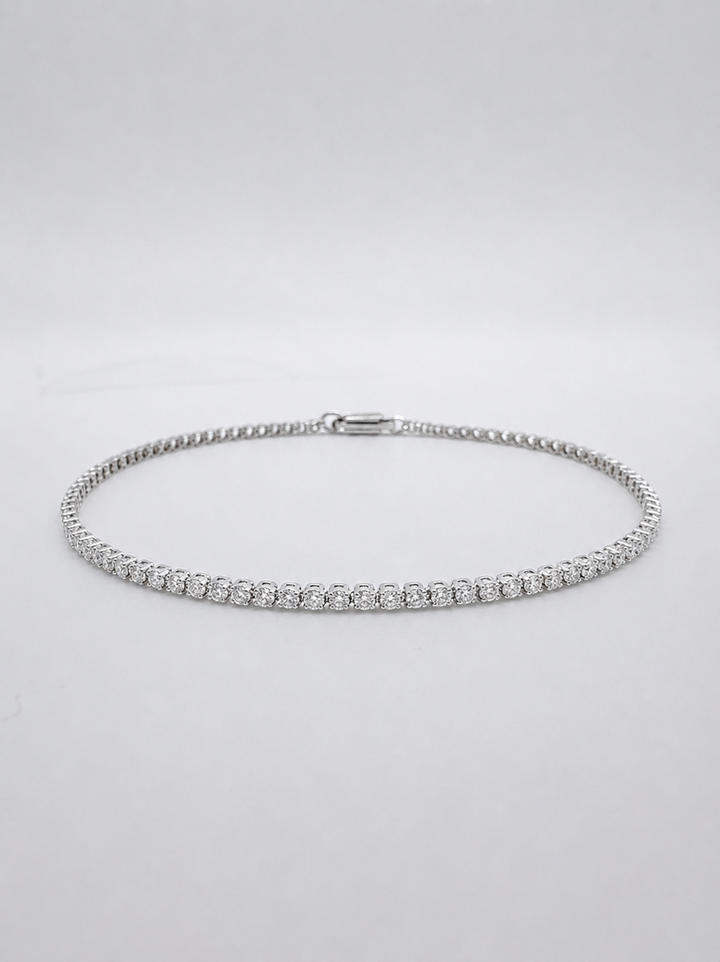 18K Solid Gold Diamond Tennis Bracelet 1.20CT VS Natural Fine Jewelry0