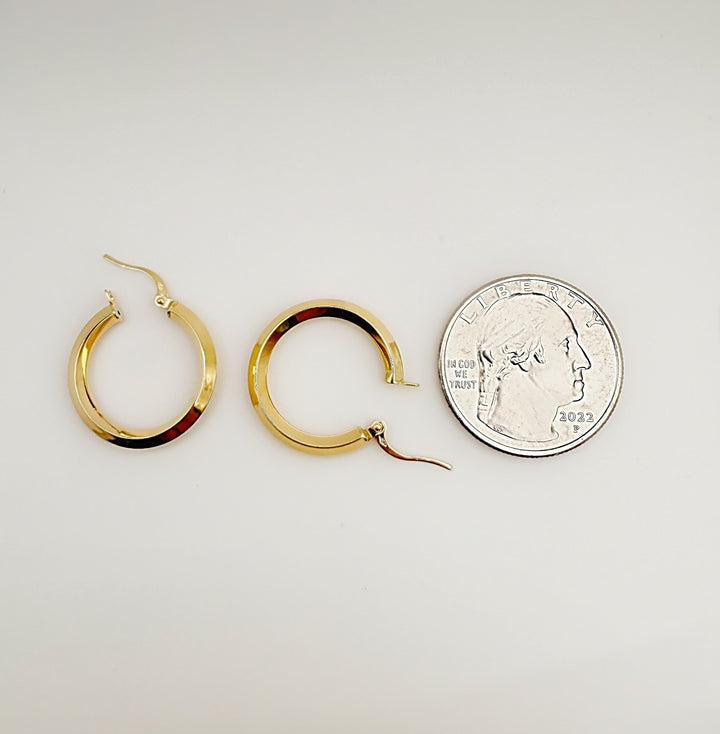 18K Solid Gold Hoop Earrings 20mm Minimalist Lightweight Gift Her2