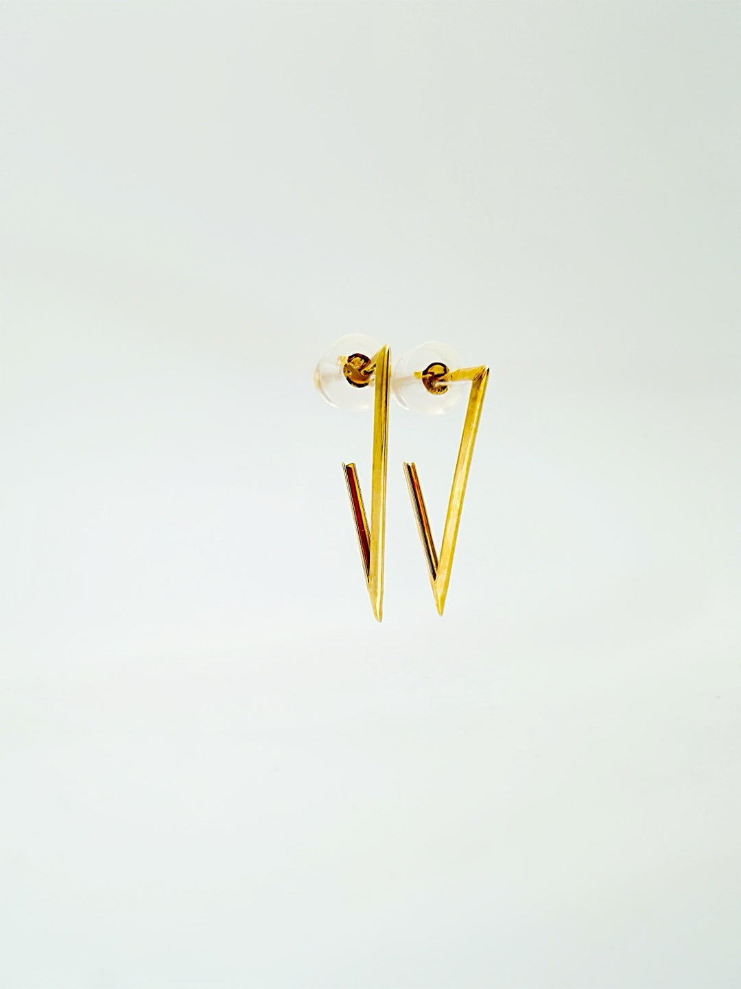 18K Solid Gold Minimalist V line Earrings | Geometric Bar Drop Studs | Modern4