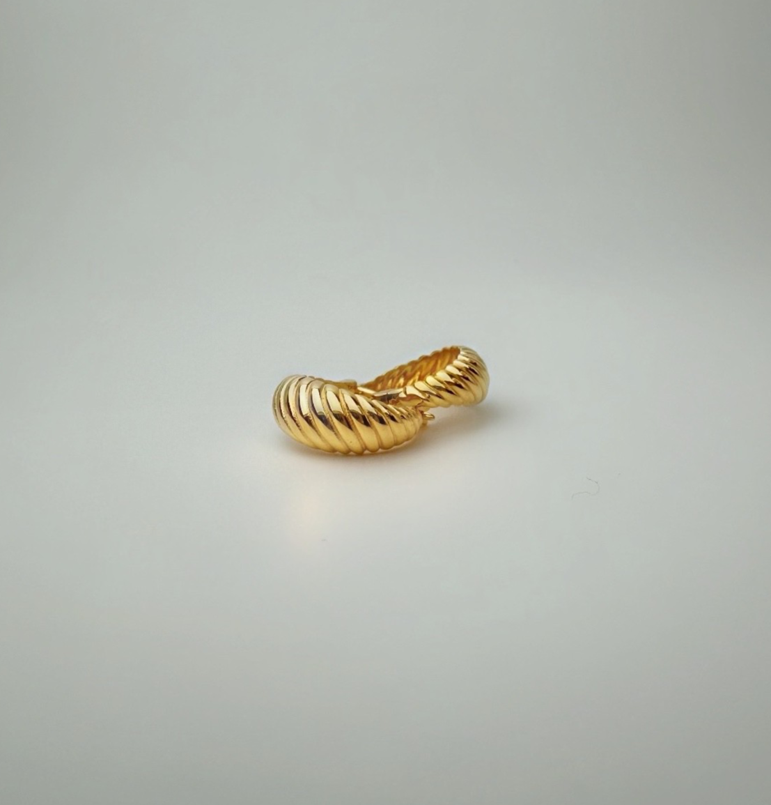 18K Solid Gold Hoop Earrings Croissant Design 14mm Real Gold Hoops Everyday1