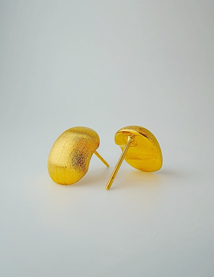 18K Real Gold Cushion Earrings  Lightweight Statement Studs2