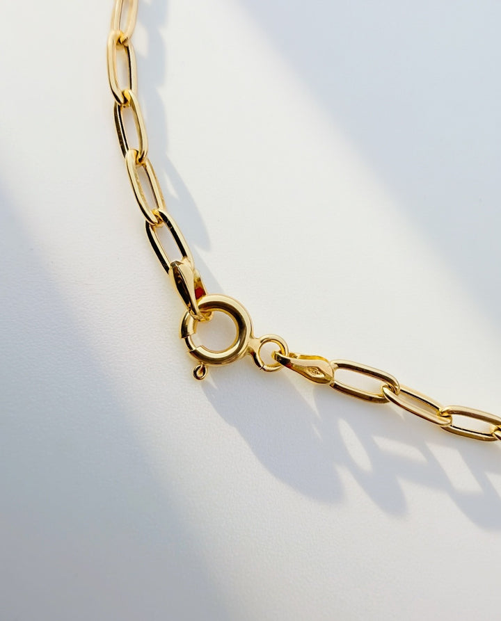18K Solid Gold Paperclip Bracelet Size 7.5" | 5.2 x 2.9mm2
