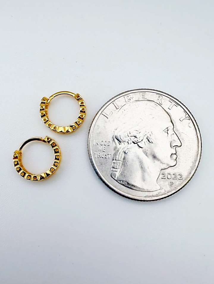 18K Solid Gold Huggies 9mm Money Catcher Hoop Earrings  Best for Second Piercing4