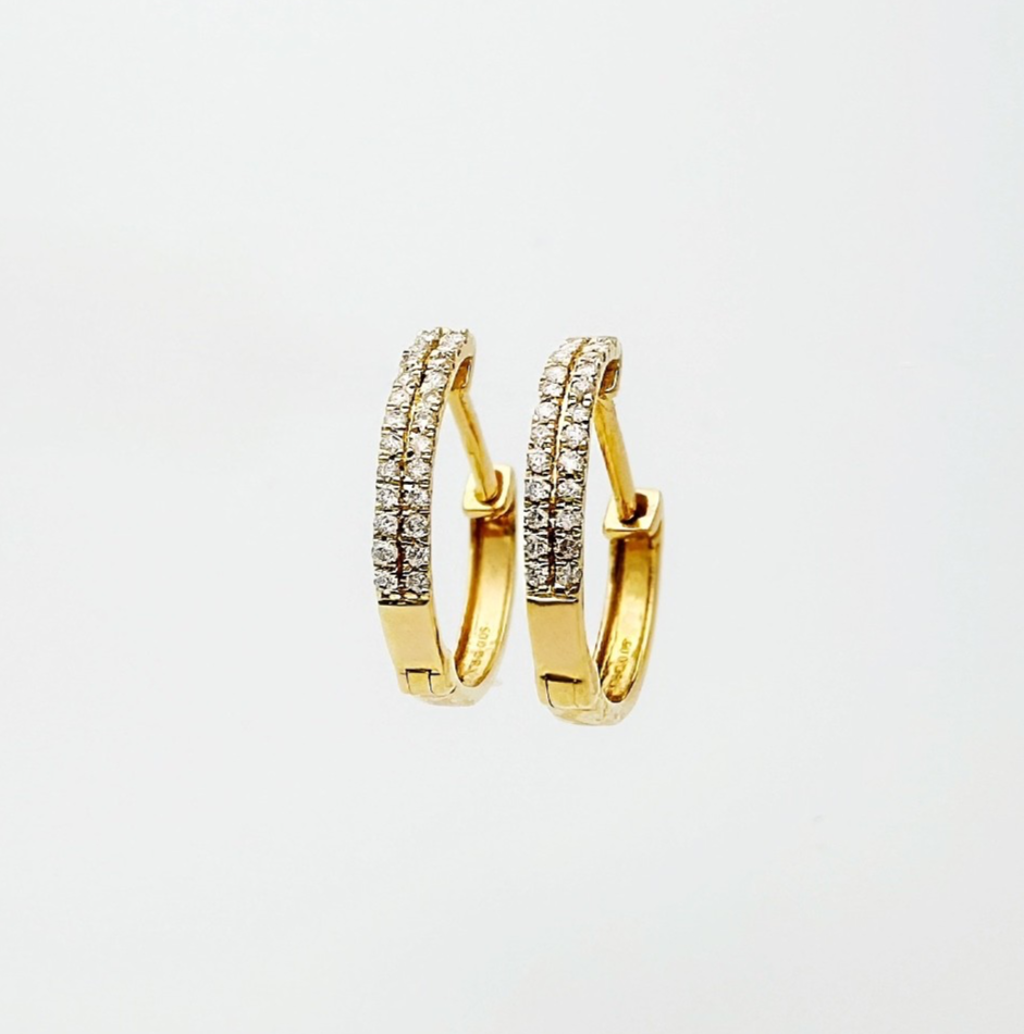 18K Solid Gold Diamond Hoop Earrings 13mm`  Huggies SI2 Natural Yellow Gold4