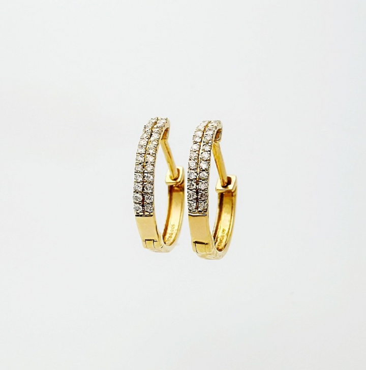 18K Solid Gold Diamond Hoop Earrings 13mm`  Huggies SI2 Natural Yellow Gold4