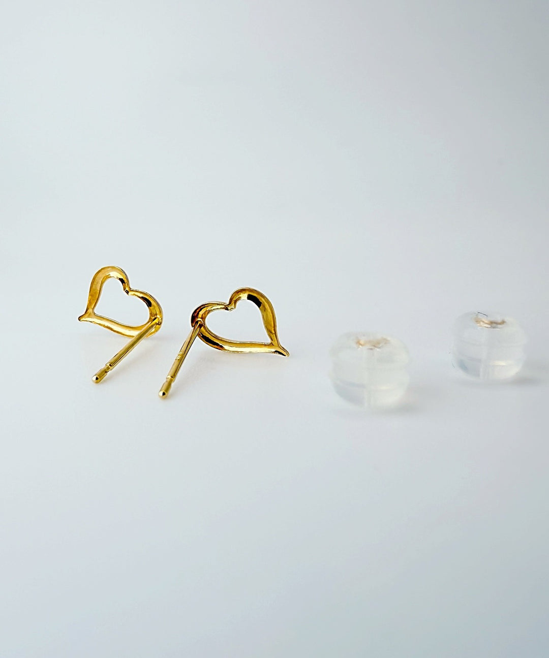 18K Solid Gold  Micro Mini Heart Earrings Minimalist Design , Stackable Earrings4