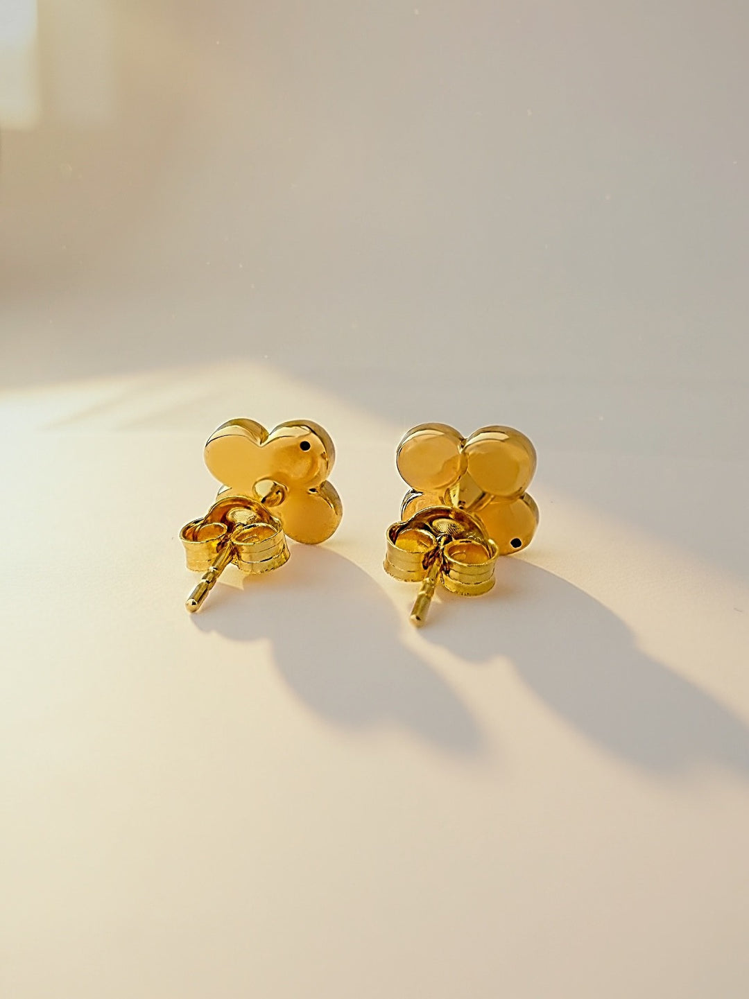 18K Real Gold Floral Earrings Japan Electroform Lightweight Studs4