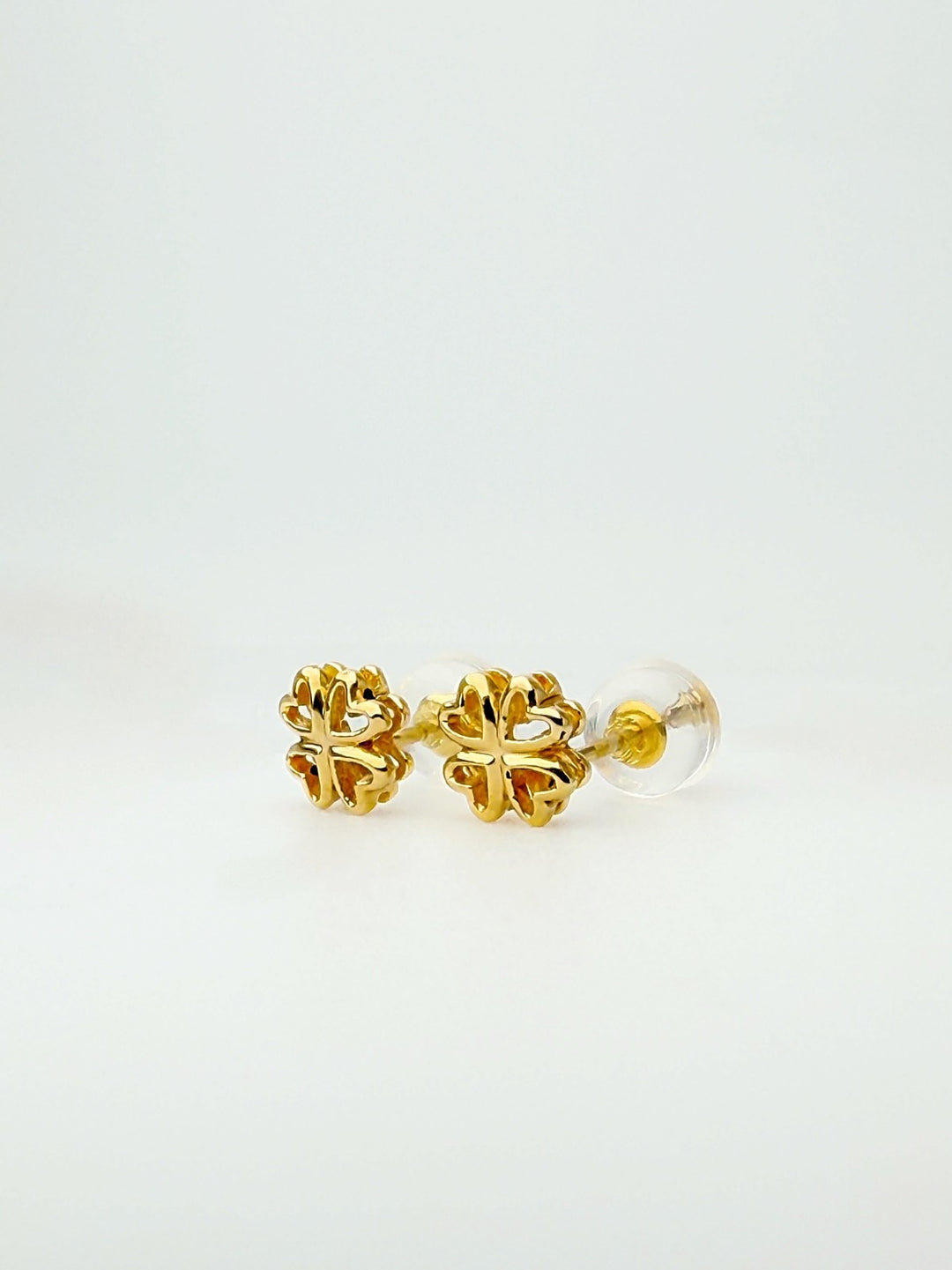 18K Solid Gold Clover Stud Earrings | 5.4mm | Minimalist Earrings3