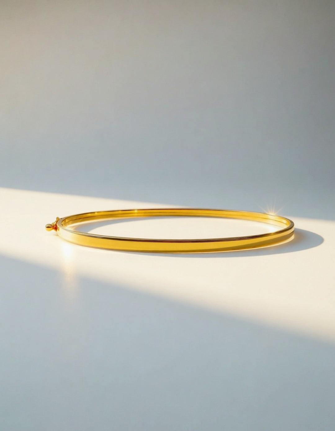 18K Real Gold Plain Bangle | Lightweight | Hollow inside Solid Gold Outer layer4