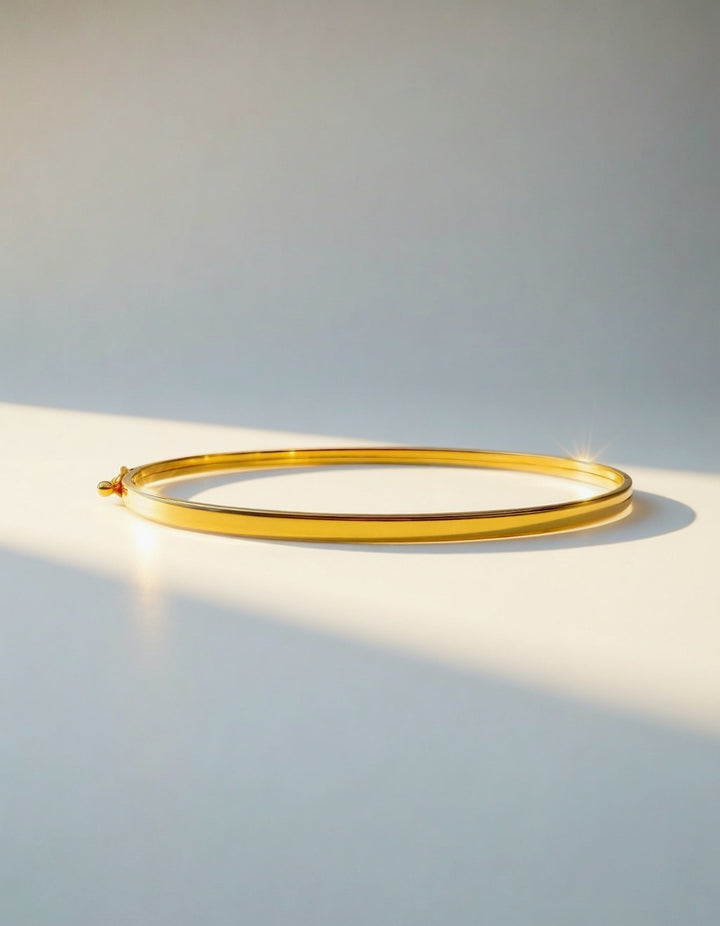18K Real Gold Plain Bangle | Lightweight | Hollow inside Solid Gold Outer layer4