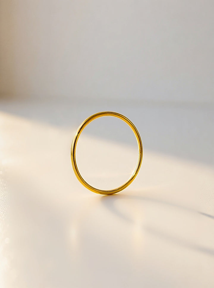 18K Solid Gold Ring Plain Thin Band size 8 , lightweight, stackable1