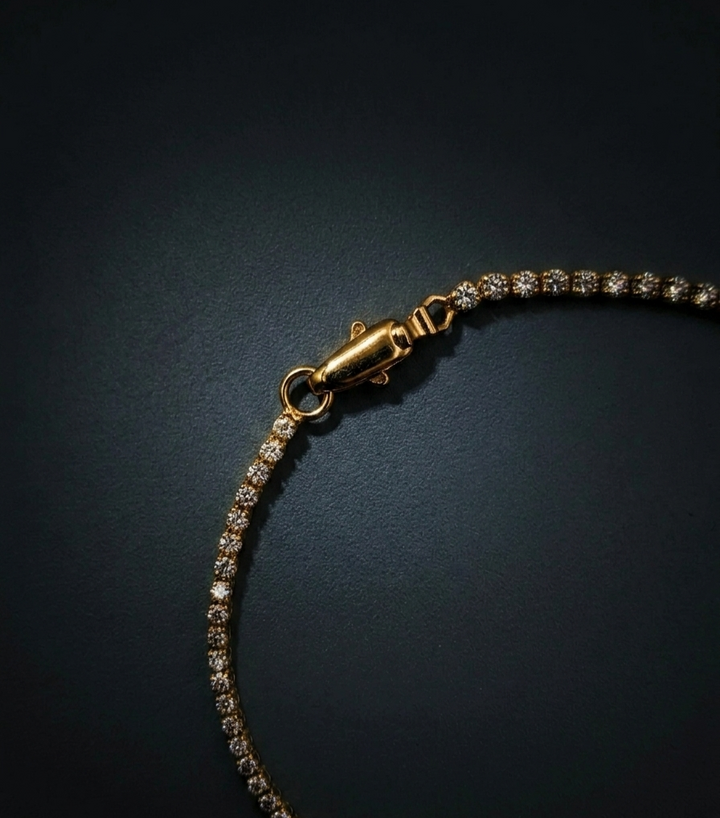 18K Solid Gold Natural Diamond Tennis Bracelet 1.2 Carat  Fine Jewelry4