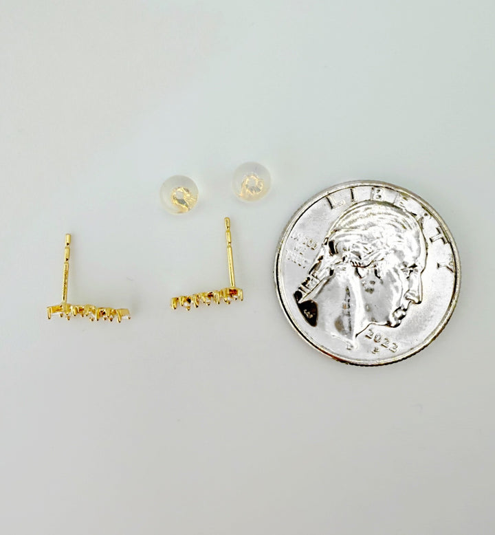 18K Solid Gold Baguette Diamond Stud Earrings | Dainty Minimalist Fine Jewelry6