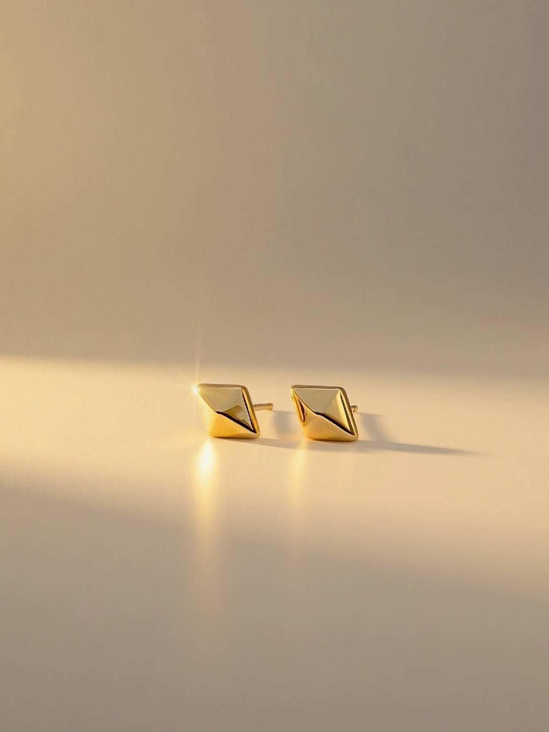 18K Real Gold  Mini Diamond Shaped Stud Earrings | Minimalist Everyday Jewelry1