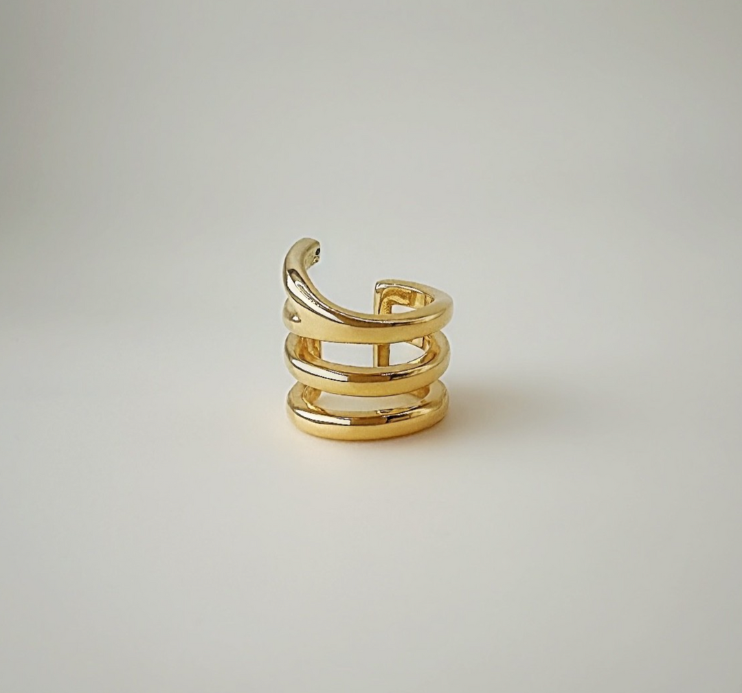 18K Real Gold Ear Cuff 9.6mm Japan Electroform Minimalist Real Gold1