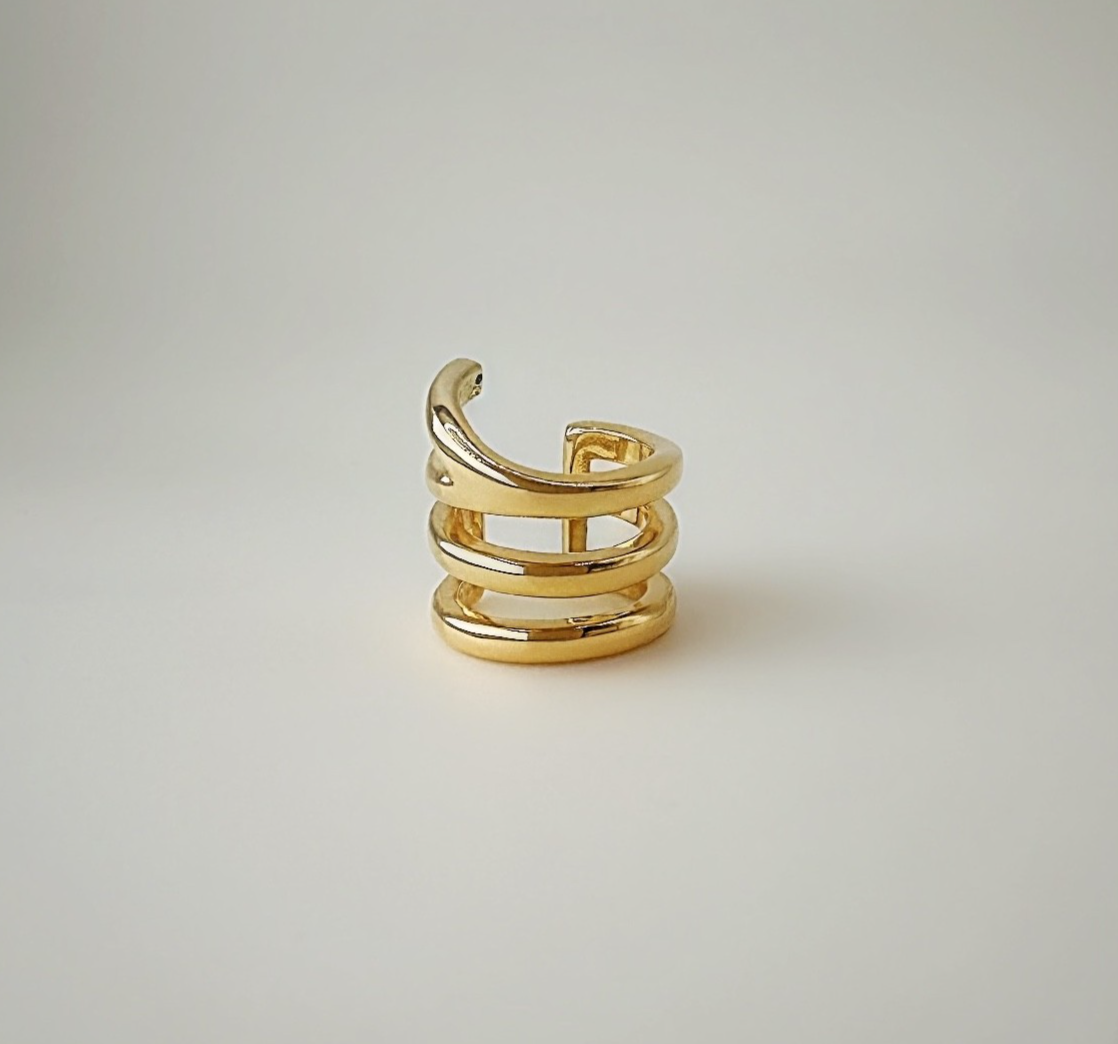 18K Real Gold Ear Cuff 9.6mm Japan Electroform Minimalist Real Gold1