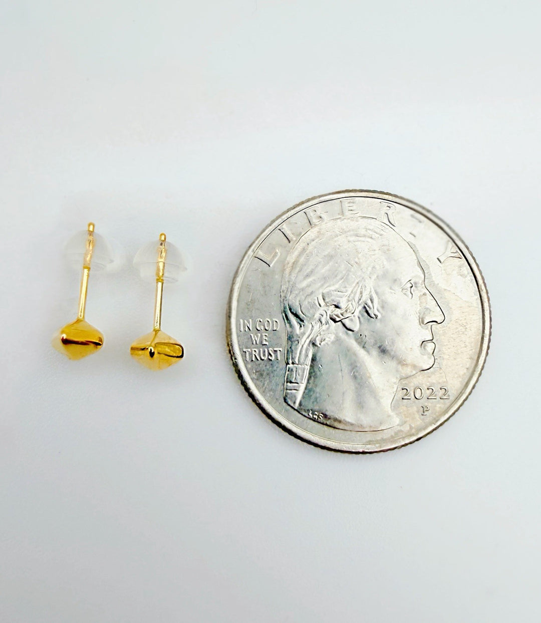 18K Solid Gold  Mini Diamond Shaped Stud Earrings | Minimalist Everyday Jewelry3